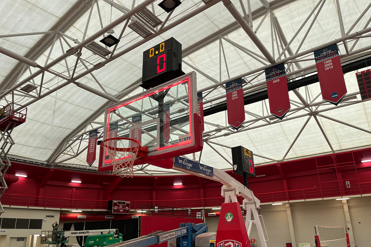 Radford Project Showing Shot Clock Above Basketball Hoop