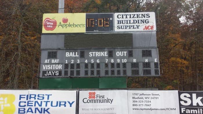 Bluefield's 25 year old Fair-Play Scoreboard (Still functional)