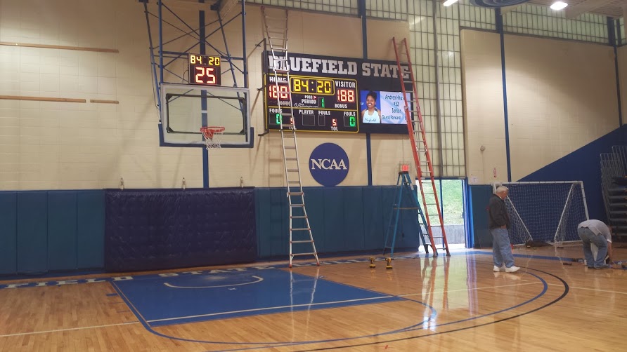 Bluefield State College Basketball Scoreboard Installed January, 2013.