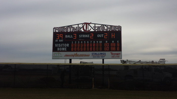 Tunstall High School upgrades to large LED Baseball Scoreboard