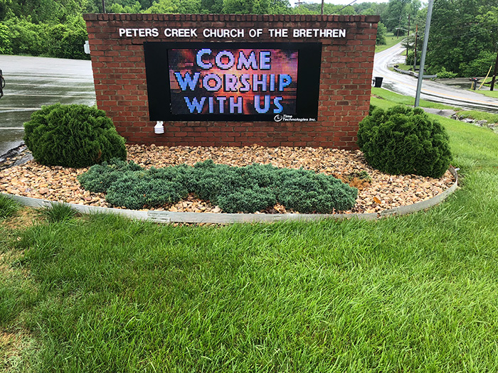 Peters Creek Church of the Brethren, Roanoke, VA Digital Sign by Time Technologies, Inc.